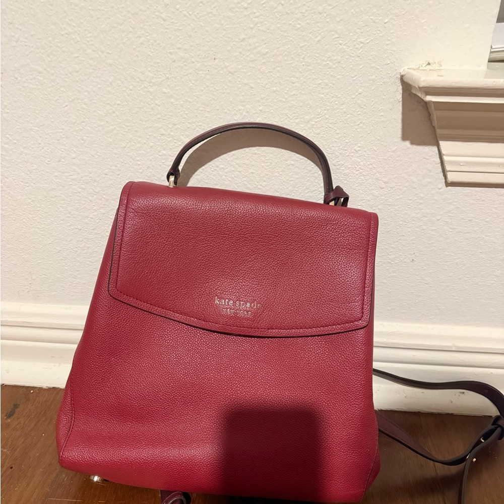 Kate Spade Leather Cherry Red Backpack